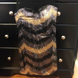 Black, silver and gold sequin dress